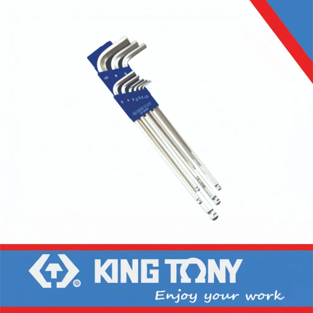 Allen Key Set 1/8-9/16' Extra Long 9pc King Tony