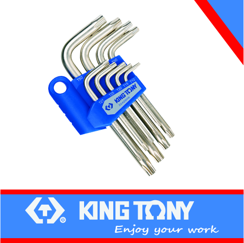 Torx L-Key T10-T50 Set Tamper Proof Standard Length 9pc King Tony