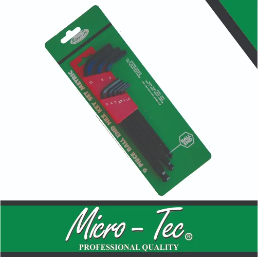 [I060060] Allen Key Set 1.5-10mm Long Ball 9pc Micro-Tec