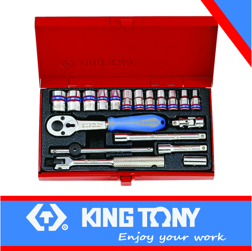 Socket Set 1/4dr 4-13mm 19pc 6pt King Tony