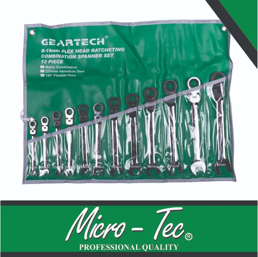 [GLFS0012] Combination Wrench Set 8-19mm Flexible Ratchet Type Micro-Tec
