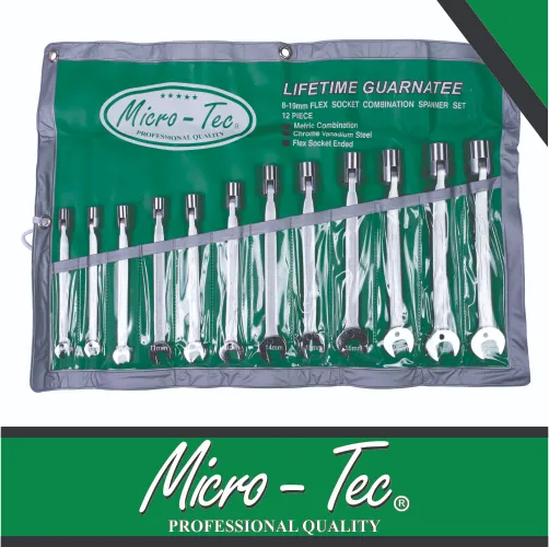 [MSWS120] Socket Wrench Set 8-19mm 12pc Flexible Micro-Tec