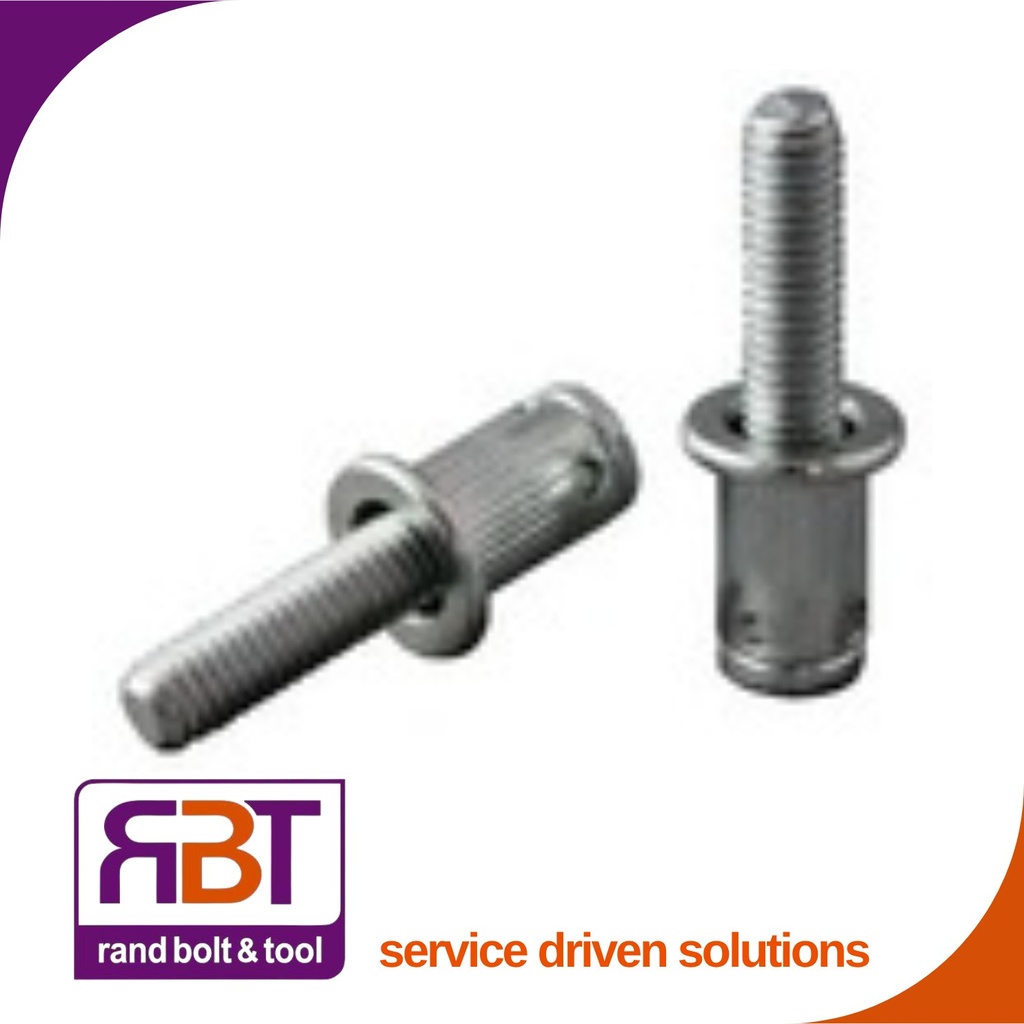 Rivstud M6 x 1.0 Zinc Plated Steel lrg/flng   