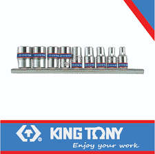 Socket Set Rail 1/4dr 4-13mm 9pc 6pt King Tony