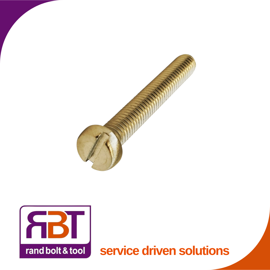 [84BR416] Machine Screw M4 x 16mm Cheese Head Slotted Brass DIN 84