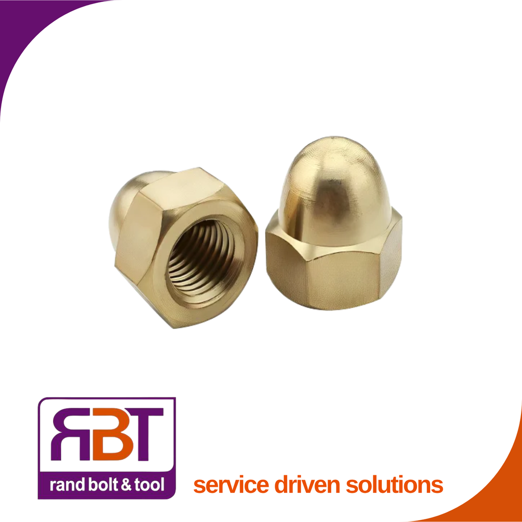 [1587BR6] Dome Nut M6 x 1 Brass DIN 1587