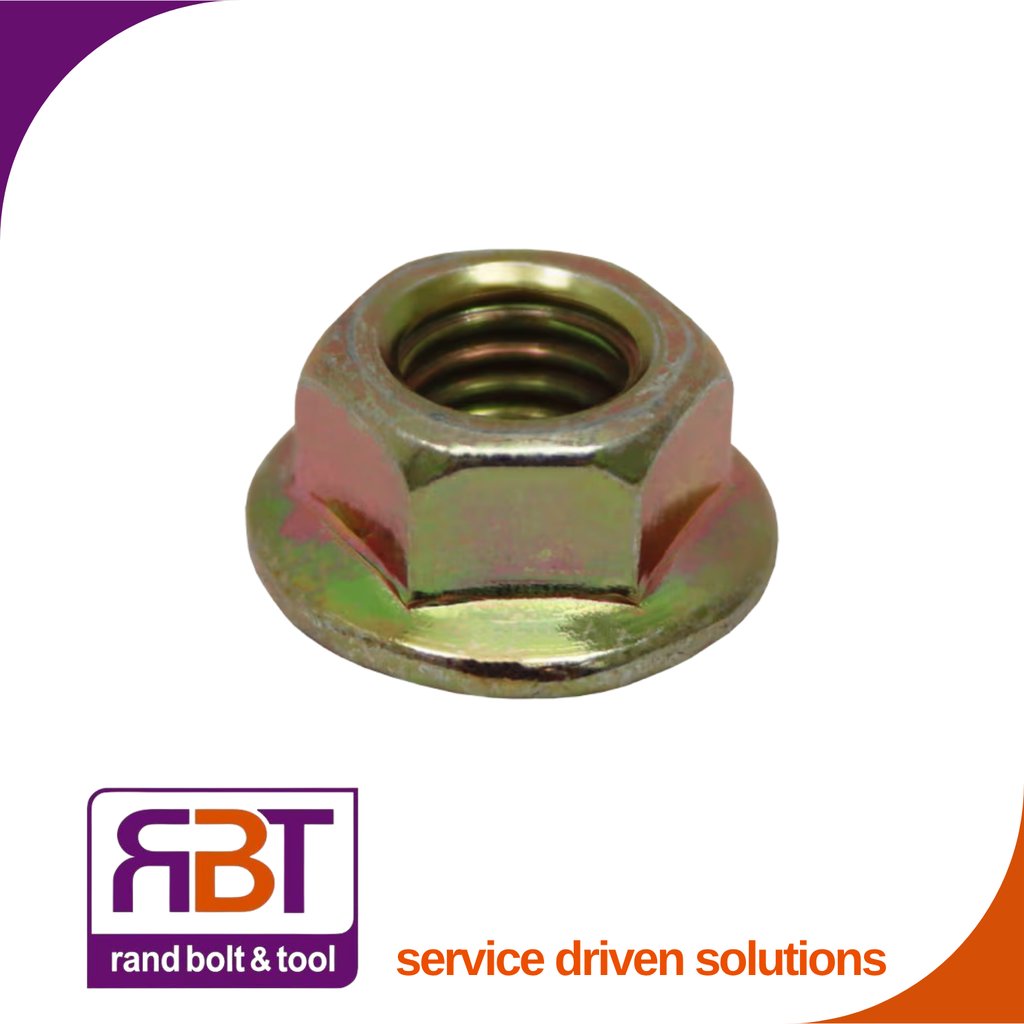 [6923FY810125] Flange Nut M10 x 1.25 Metric Fine Yellow Passivated Gr.8 DIN 6923