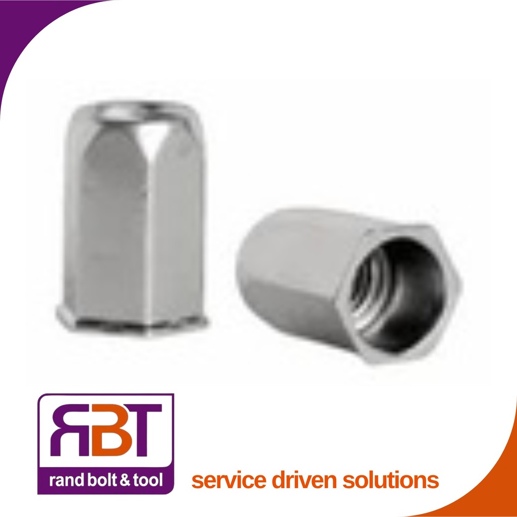 Rivnut M6 x 1 Aluminium Hex lw/prfl
