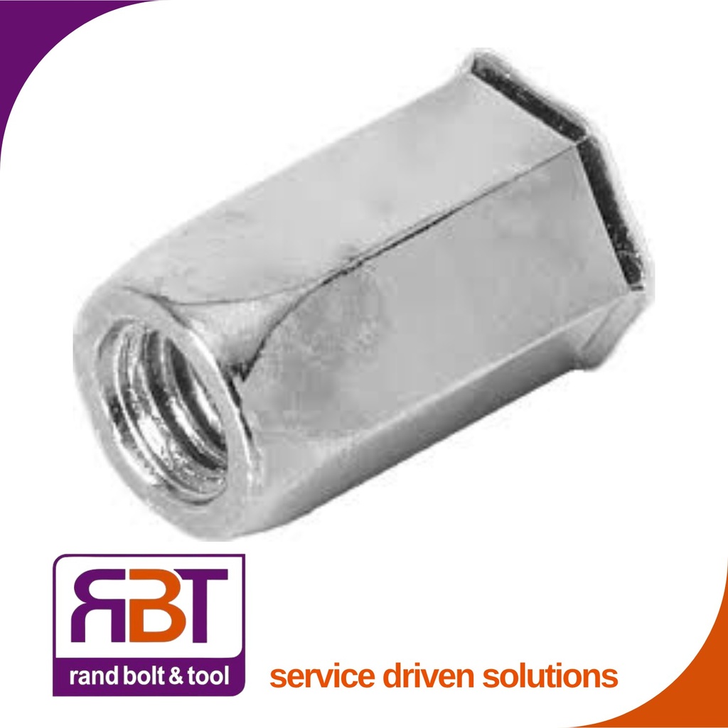 Rivnut M6 x 1 A2 Stainless Steel Hex lrg/flng