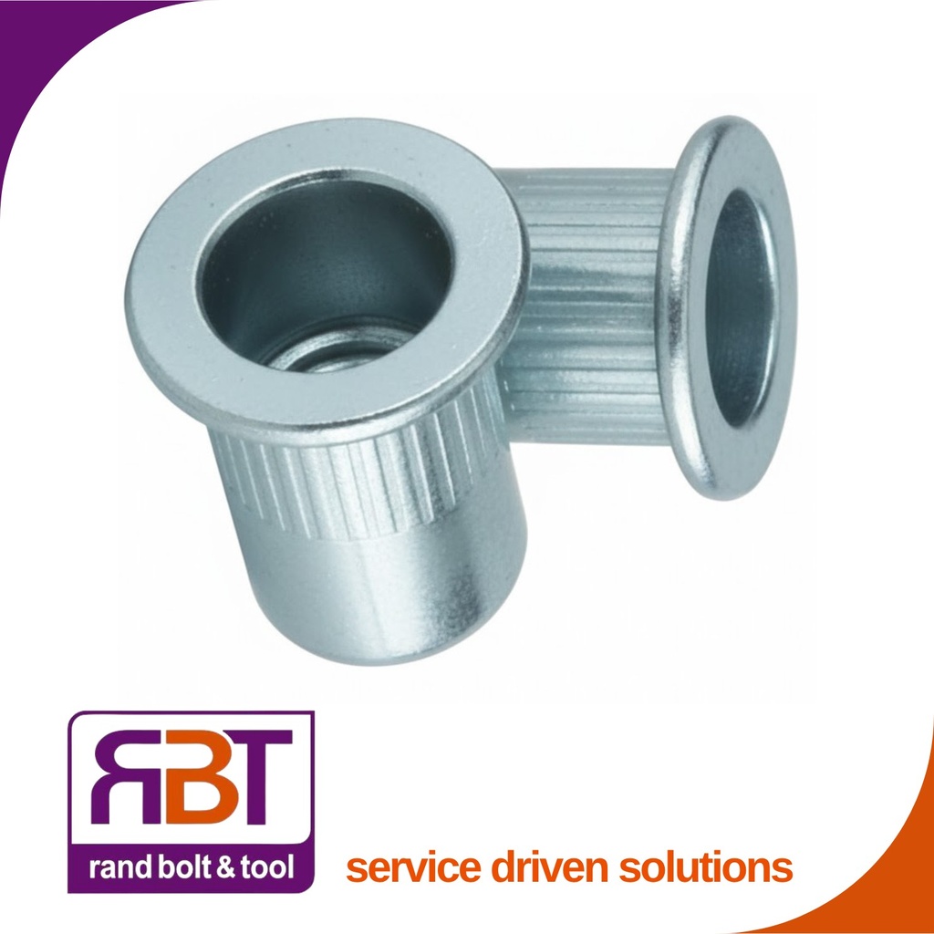Rivnut M8 x 1.25 Zinc Plated Steel lrg/flng