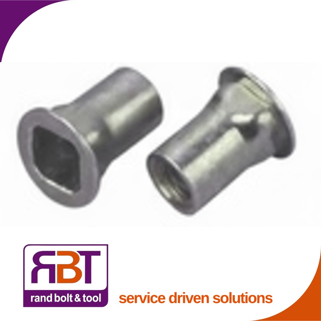 Rivnut M5 x 0.8 Zinc Plated Steel Square Large Flange