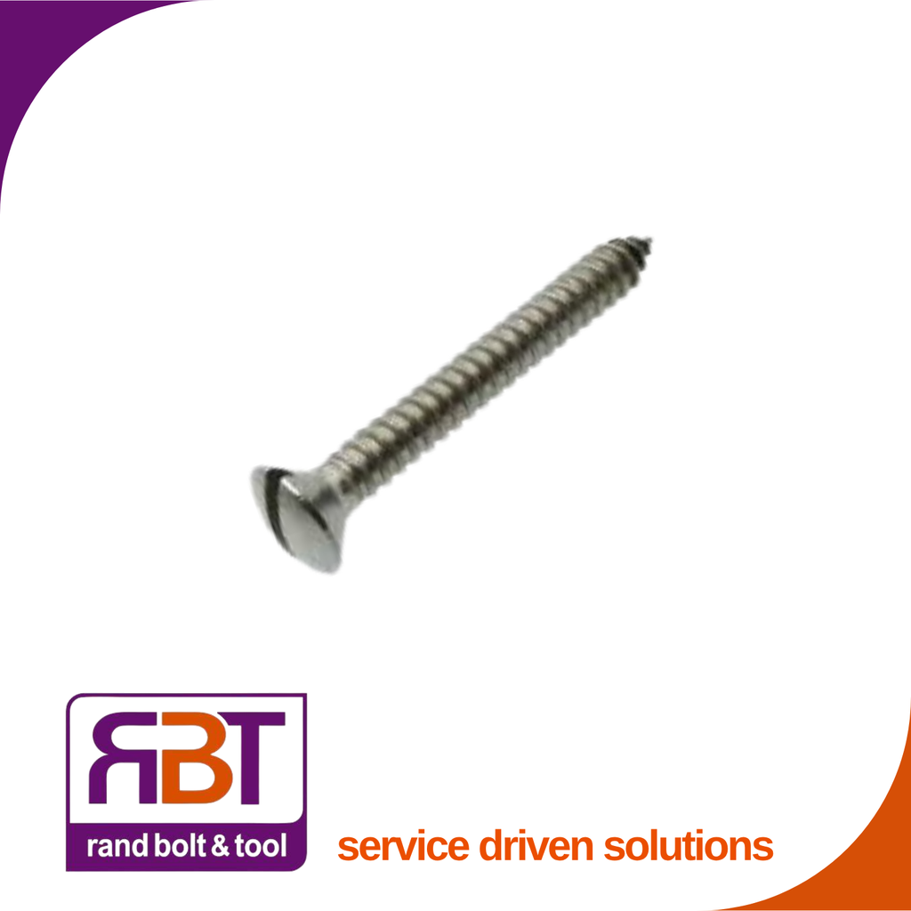 Self Tapper #6 x 9.5 Countersunk Raised Head Slotted A2 Stainless Steel DIN 7973