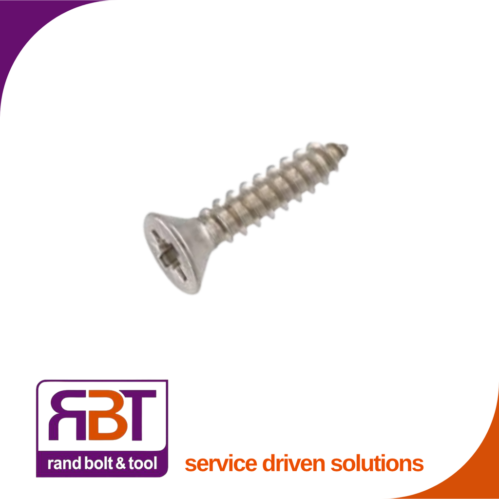 Self Tapper #4 x 6.5 Countersunk Pozi A2 Stainless Steel DIN 7982