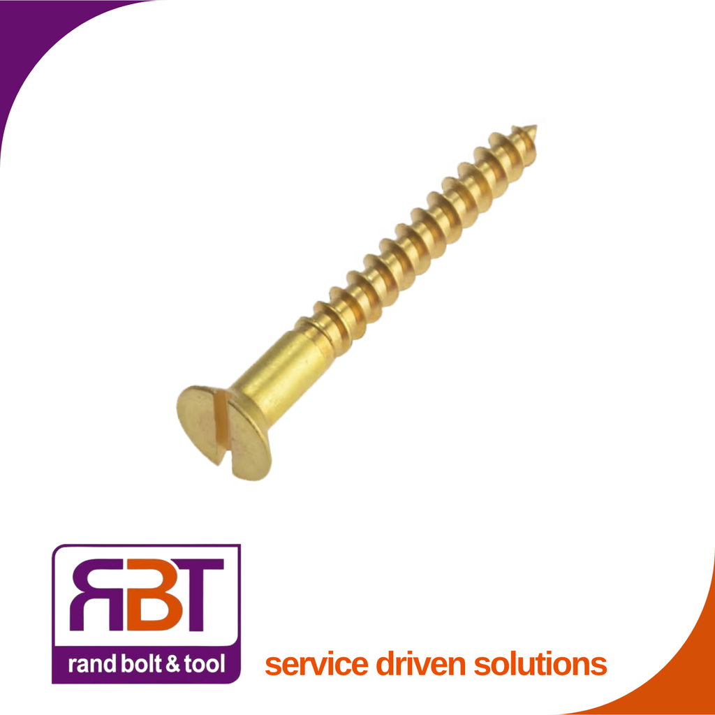 Wood Screw 10 x 50 Countersunk Slotted Brass DIN 97