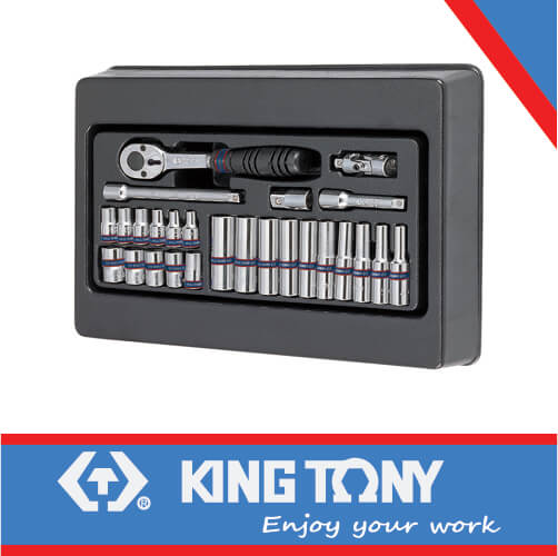 Socket Set 1/4dr Deep & Standard 4-13mm 26pc King Tony