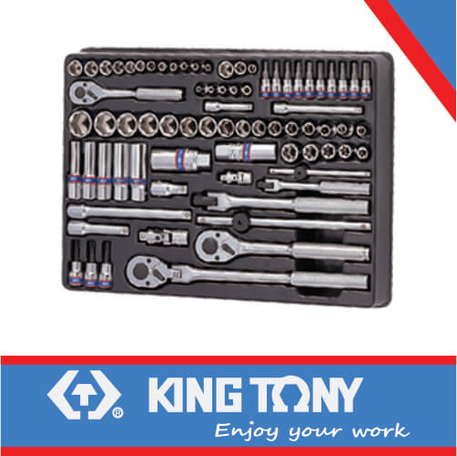 Socket Set 1/4dr & 3/8dr Combination Chest & Trolley 75pc 6pt King Tony