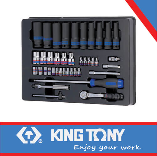 Socket Set 1/4dr & 1/2dr Combination Standard & Impact 40pc King Tony