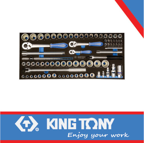 Socket Set 1/4dr & 3/8dr & 1/2dr With Eva Tray 77pc King Tony