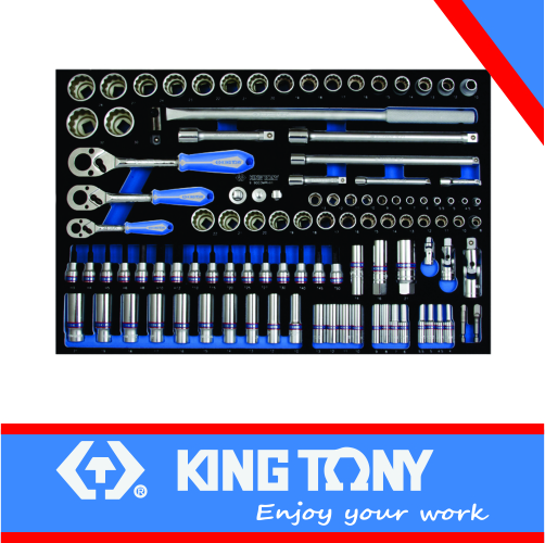 Socket Set 1/4dr & 3/8dr & 1/2dr Wrench With Eva Tray 77pc King Tony