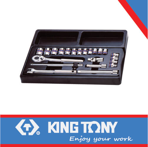 Socket Set 3/8dr 6-22mm 23pc King Tony