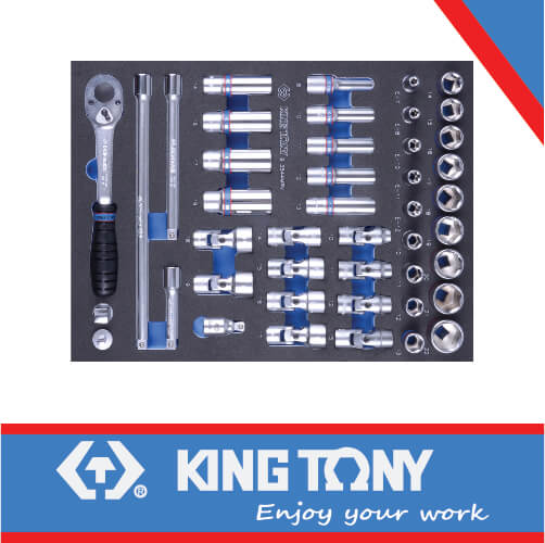 Socket Set 3/8dr Combination Eva Foam 44pc King Tony