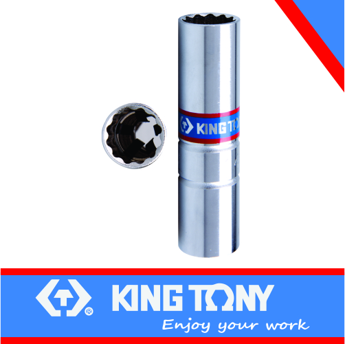Spark Plug 3/8dr 14mm Socket Metal Clip Chrome 12pt King Tony
