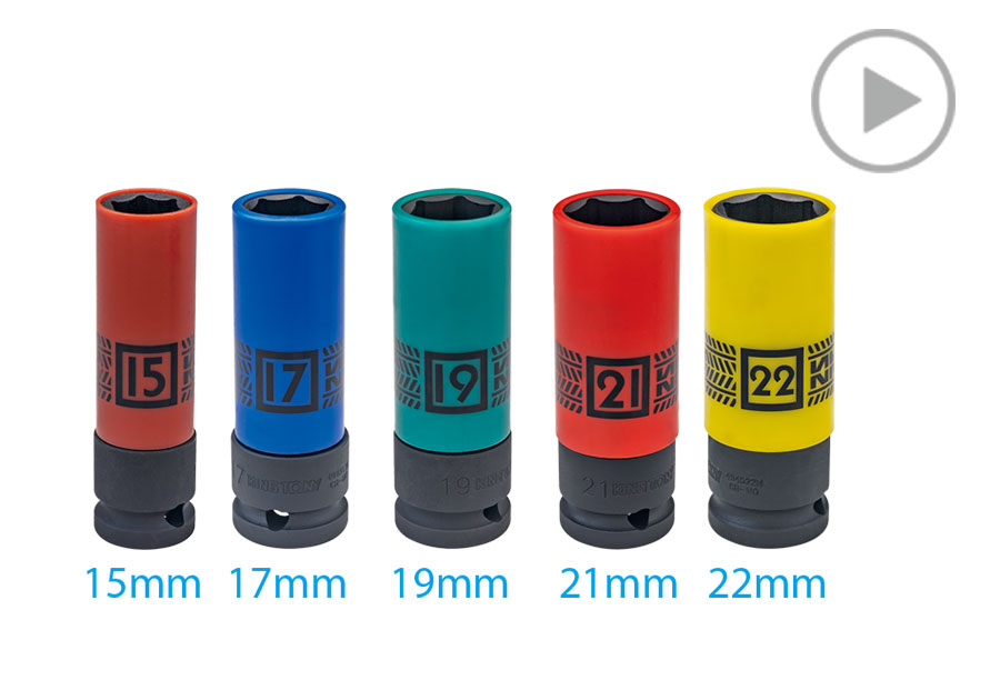 [494521M] Socket 21mm Deep Rubber Cover Impact 1/2dr 6pt King Tony