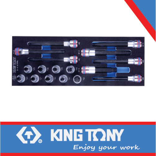 Socket Bit Set Hex & Torx & Spline 1/2dr 17pc King Tony
