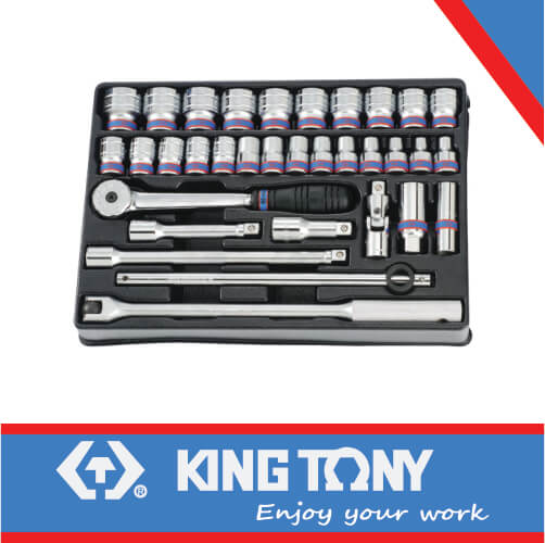Socket Set 1/2dr 8-32mm 6pt 33pc King Tony