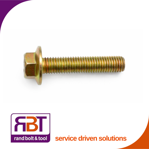 [6921Y8625] Set Screw M6 x 25mm Flange Yellow Passivated Gr.8.8 DIN 6921