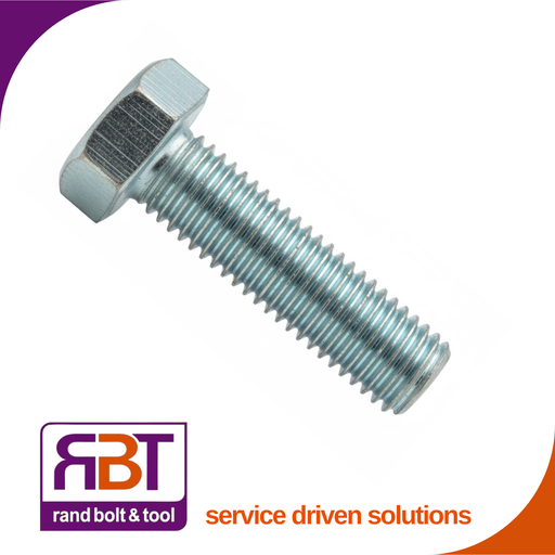 [961FZ101212550] Set Screw M12 x 1.25 x 50mm Metric Fine Zinc Plated Gr.10.9 DIN 961  