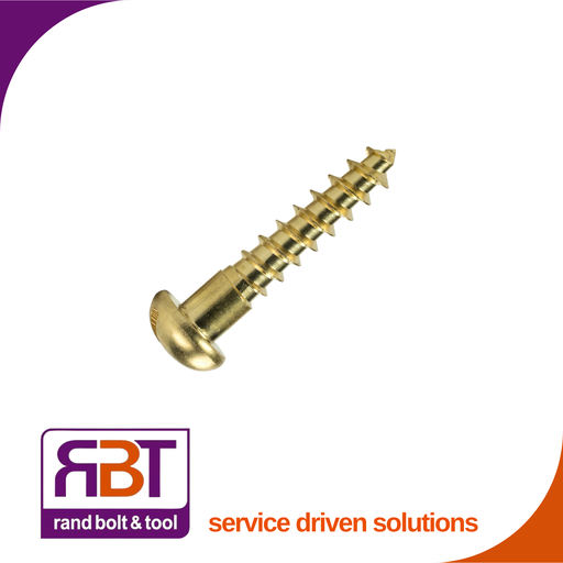 [96BR819] Wood Screw 8 x 19 Rnd/Hd/Slt Brass DIN 96