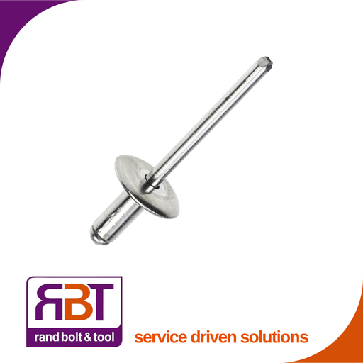 [240A412] Pop Rivet 4.0 x 12 Large Flange Alu-Stl/Mdr (6.0-9.0)